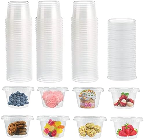 Surflyee 50 Pack Plastic Containers with Lids, BPA Free 200ML Food Containers with Lids, Sauce Pots, Leakproof, Small Plastic Pots for Takeaway Food, Pots for Dips, Slime