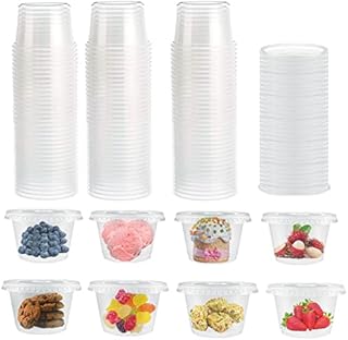 Surflyee 50 Pack Plastic Containers with Lids, BPA Free 200ML Food Containers with Lids, Sauce Pots, Leakproof, Small Plastic Pots for Takeaway Food, Pots for Dips, Slime