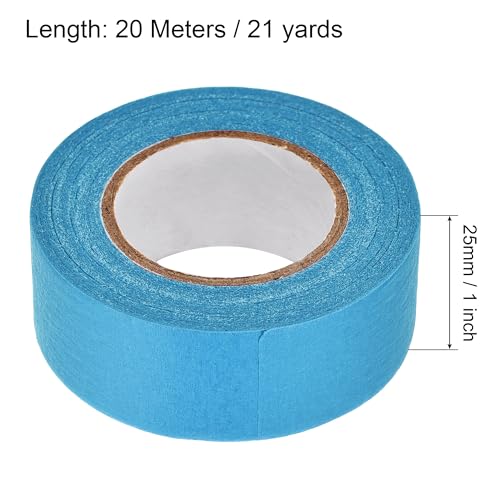 Image of uxcell 3Pcs 25mm 1 inch Wide 20m 21 Yards Masking Tape Painters Tape Rolls Light blue