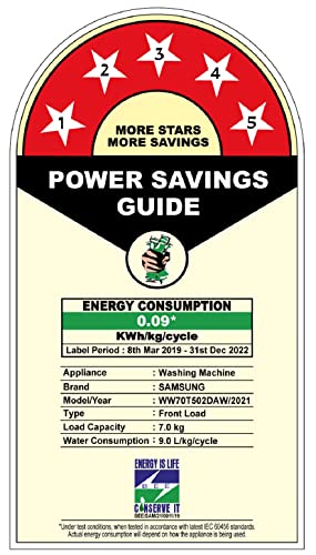 Image of Samsung 7 Kg 5 Star Fully-Automatic Front Loading Washing Machine Appliance (WW70T502DAW1TL, White)