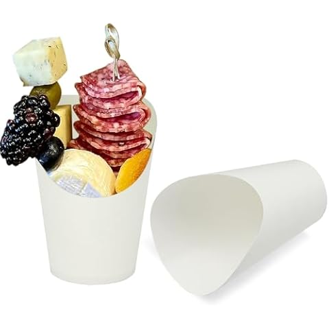 CAMKYDE 50 Pcs Disposable White Charcuterie Cups, 14oz French Fries Holder French Fry Cups for all Occasions (14oz, White) Cover