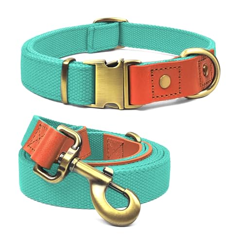 Qianruida Nylon Dog Collar and Leash Set Durable, Adjustable with a Solid Fastening, Comfortable and Durable