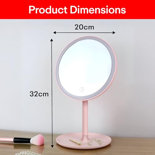 Image of Prime Pick Beauty Pro Makeup Mirror 360 Degree Rotating Mirror Non LED Portable Lightweight Travel Makeup Mirror for Daily Use Dressing Table Vanity Pink Pack of 1