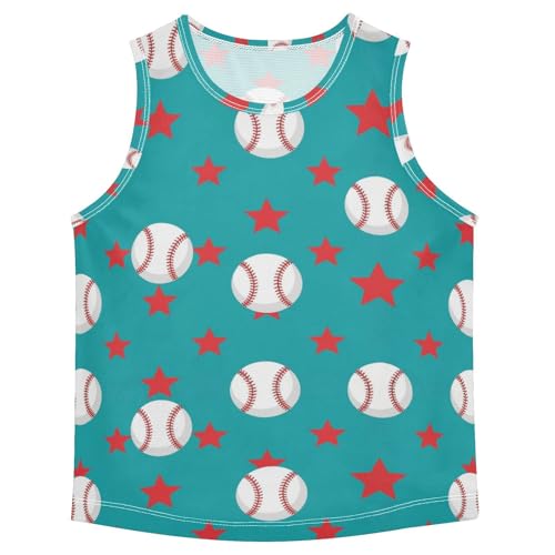 J JOYSAY Cartoon Baseball Stars Boys Tank Top Sleeveless Muscle Shirts Quick Dry Active Workout Sport Kids T-Shirts 3-15T