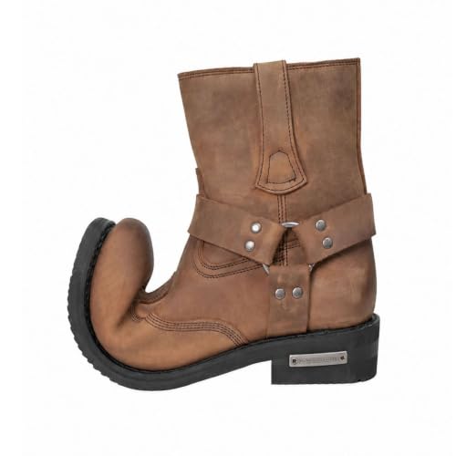 Image of Milwaukee Leather Men's Distressed Gray Leather 11-inch Classic Harness Square Toe Motorcycle Boots MBM9006 | Premium Material, Square Toe, Rider Ready, Durable Everyday Wear