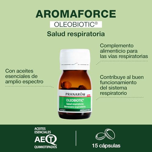 Miniatura 2 de PRANAROM - Aromaforce Oleobiotic - Salud de las Vías Respiratorias - Aceites Esenciales 100% Puros E Integrales - 15 Cápsulas