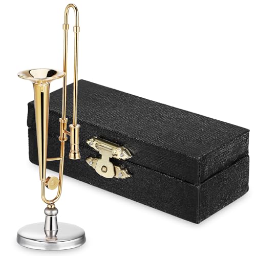 Trombone miniature doré accessoire maison de poupée pour décorer un bureau