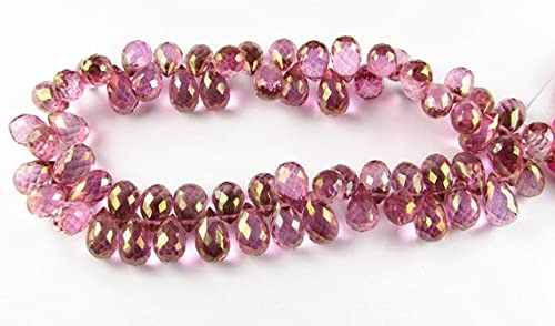 Briolettes en quartz mystique rose de qualité supérieure 9-10mm