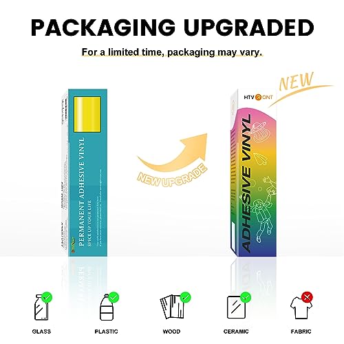 Image of HTVRONT Yellow Permanent Vinyl Roll - 12 inch x 50 FT Glossy Lemon Yellow Adhesive Vinyl for Cricut, Silhouette, Cameo Cutters, Yellow Vinyl Roll for Signs, Scrapbooking, Craft, Die Cutters