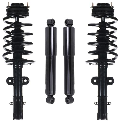 Image of Detroit Axle - 4pc Struts Shocks for 2013-2016 Chrysler Town & Country 2012-2018 Dodge Grand Caravan 2012-2015 Ram C /V, 2 Rear Shock Absorbers 2 Front Struts & Coil Spring Replacement Suspension Kit