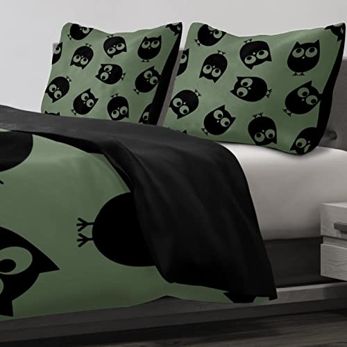 Duvet Covers Set King Cute Owls Pattern - Soft And Breathable Microfiber Comforter Bedding Set With Zipper Closure For Kids Women Men, 1 Duvet Cover 2 Pillowcase #TOP4