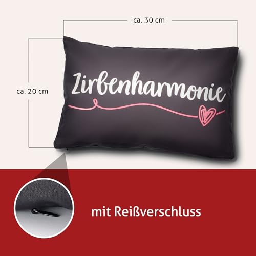 Navango® Zirbenkissen - Zirbenharmonie | Sofakissen gefüllt mit Zirbe | ca. 30 x 20 cm | Dekokissen mit Zirbenduft | Österreichische Zirbenholzspäne | 100% Baumwolle | Waschbarer Bezug