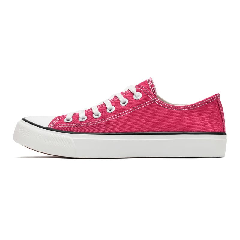 Baskets classiques à lacets en toile Plimsolls Pumps Chaussures de tennis décontractées, Rose pêche, 41 1/3 EU