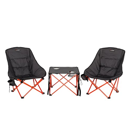 Lippert Baja Overlanding 3-Piece Chair & Table Set, 600-Denier Polyester Folding Chairs, Dual Cupholders, Innovative Scoop for Ultimate Comfort, Fold-up Convenience - 2023053719