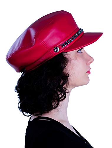 Boina de mujer roja de cuero Mumcu's miniatura 1