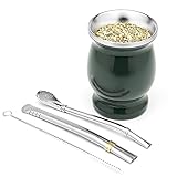 bombilla y mate CONJUNTO COMPLETO DE ALTA CALIDAD: El Set Balibetov de acero inoxidable incluye, una calabaza Mate moderna, dos Bombillas y cepillo de limpieza, todo de acero inoxidable. Ideal para uso personal diario o como un regalo único. MEDIDAS - La calabaza mide 3 pulgadas I 8 cm de alto - Contiene 6.5 oz I 190 ml. La Bombilla mide 6.5 pulgadas de largo I 16 cm.