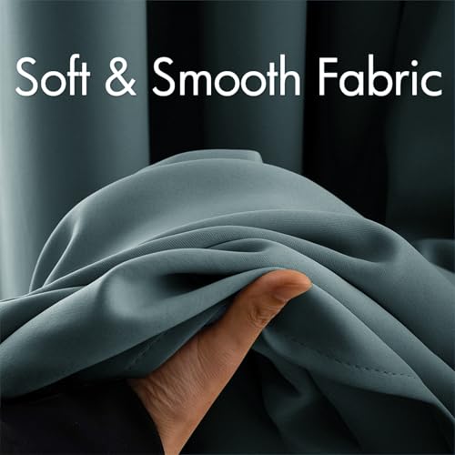 MIULEE Blackout Curtains 96 Inches Long for Bedroom Living Room Thermal Insulated Room Darkening Grommet Top Solid Light Blocking Drapery Set of 2 Window Panels Greyish Blue