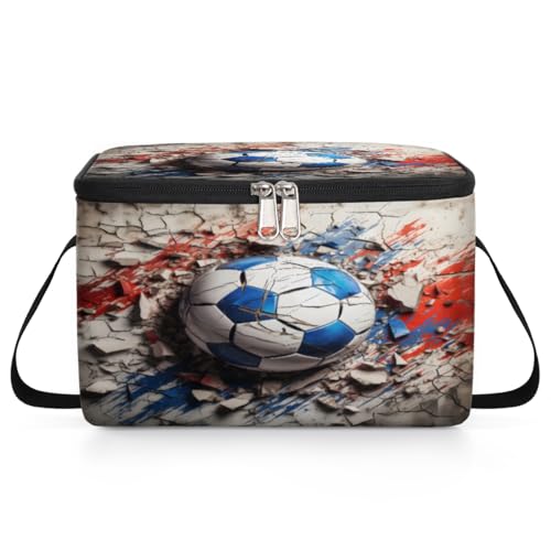 GzLeyigou Sport Soccer Ball Lunch Bags for Women Men 9 Cans, Hot & Cold Food Delivery Bag Insulated Grocery Bag Insulated Lunch Box Football Cooler Bag for Office Work Picnic Beach