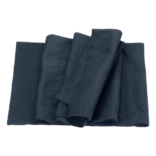 Image of MECCANIXITY 47 inch Elastic Cuffs Ribbed Trims Cotton Fabric Knit Rib Stretch Tape Cuff Sleeve Waistband for Sewing, 20 inch Wide Navy Blue