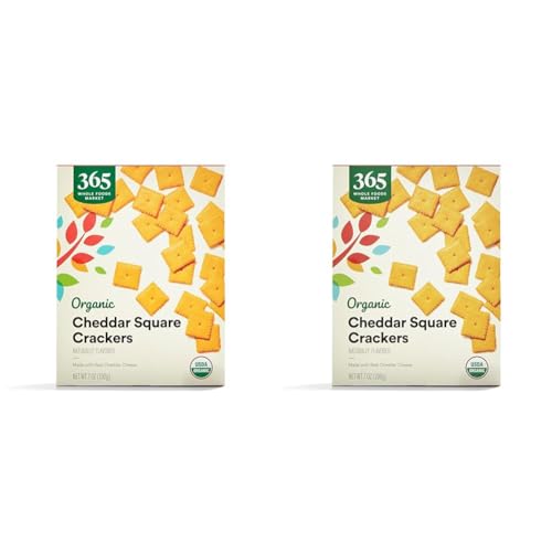 365 by Whole Foods Market, Organic Cheddar Squares, 7 Ounce (Pack of 2)