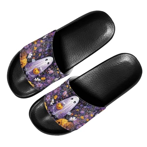Image of Women's Halloween Slide Sandals Open Toe Ghost Sandals for Women Size 9 Non-Slip Womens Beach Pool Slides