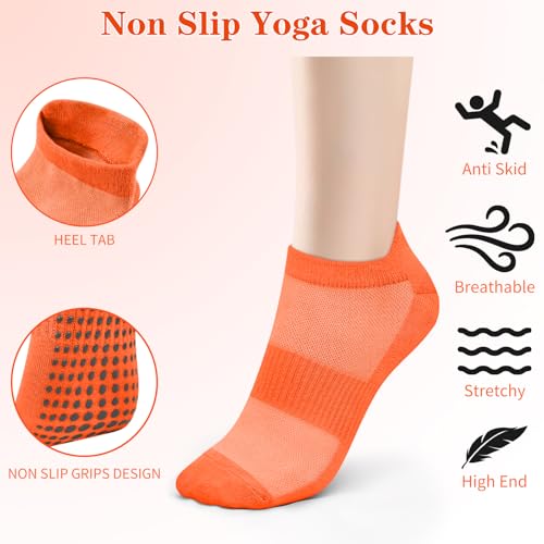 4 Pairs Yoga Socks for Women Non Slip Grip Pilates Socks Women with Anti Skid,Breathable and Stretchy Feature for Barre3