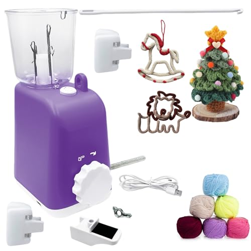Vurlexat Tricotin Automático,muy eficiente,Mini Molino de Tejer,cuerda decorativa para tejer,maquina de tejer, máquina de ganchillo para adultos y niños, fácil aplicación para principiantes,Morado