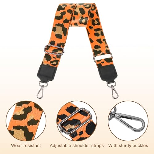 Image of uxcell Wide Shoulder Strap, 5cm Adjustable Purse Strap Replacement Crossbody Strap for Shoulder Bag Handbag, Orange, Black Square Mouth Buckle