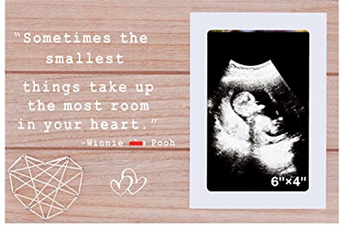 Image of Baby Picture Frame Gift for New Mom New Dad,Sonogram Photo Frame Gift,Baby's 1st Picture,Sometimes The Smallest Things Take up the Most Room in Your Heart,Winnie The Pooh Frame Gift
