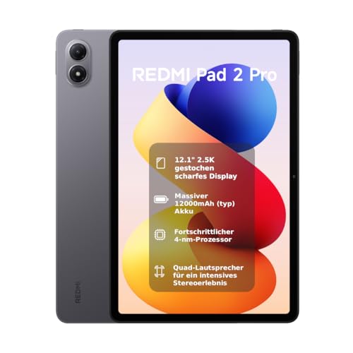 XIAOMI REDMI Pad 2 Pro, 8+256GB, 12,1' 2,5K 120Hz Display, Riesiger 12.000mAh (typ) Akku, 4nm Prozessor, Nahtlose Konnektivität, Graphitgrau