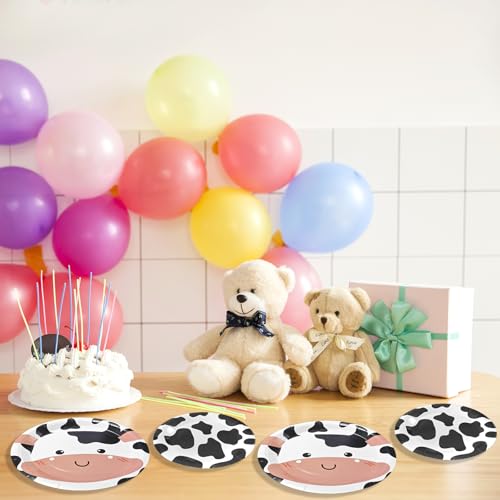 Qzv CPCOW 80 Pcs Cow Print Plates Cow Party Decorations Farm Animal Zoo Cow Print Paper Party Supplies Disposable Dinnerware Theme thumb #3