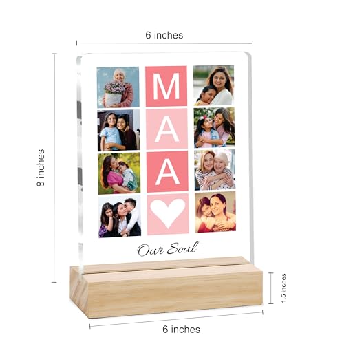 Image of Giftplease Customized Photo Frame With Wooden Stand | Personalised Printed Photo & Text Frame | Gift For Mom | Birthday | Mother's Day | (Transparent, 6x8 Inches, Tabletop) m 12