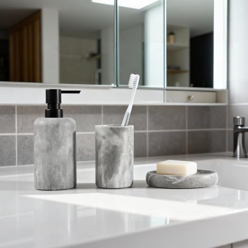 Juego de baño de 3 piezas para organizar el lavabo con estilo nórdico y resina 3