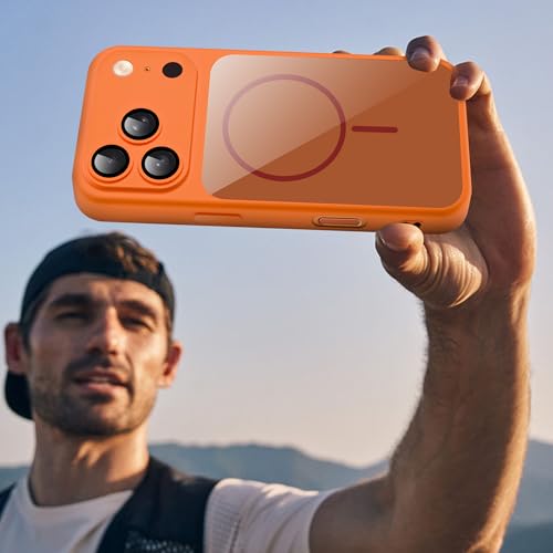 Image of A rtistque Back Cover Case for iPhone 17 Pro | Mag-Safe| Acrylic | Shockproof TPU Protective Design | iPhone 17 Pro Back Cover - Orange Bumper