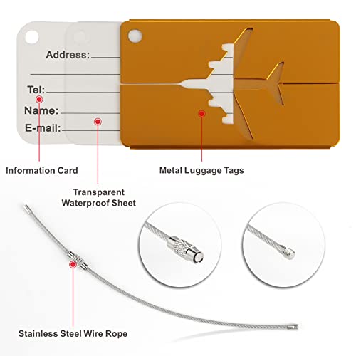 Luggage Tags For Suitcases, Aluminium Metal Travel Bag Tag With Stainless Steel Loop For Travel, 4 Pack Luggage Tags, Baggage Identifier (Mixed Colors) #TOP2