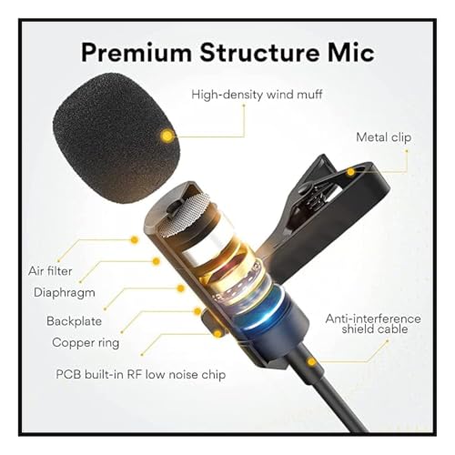 Image of DDLC 3.5mm Wired Lapel Microphone for Video Recording | Mini Mike for Phone | Microphone for Recording | Smartphones | PCs & Laptops | Ideal for YouTube | Interviews| Vlogging | Podcasts (5M)
