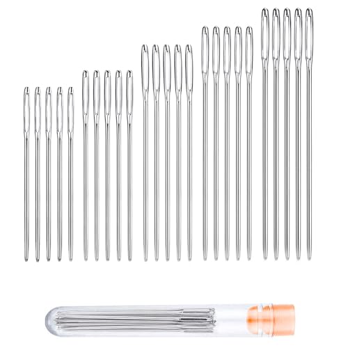 Stopfnadeln Nähen Nadeln Set 25 STK Stumpfe Nadeln, Sticknadeln, Großäugige Stumpfe Nadeln, Großäugige Gerade Nadeln (4,2cm,5,2 cm,5,6cm,6 cm, 7 cm) mit Transparenter Flasche (25 PCS)