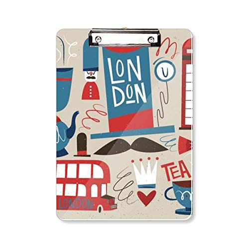 Porte-bloc A4 motif bus britannique drapeau Angleterre Big Ben chemise clip rigide