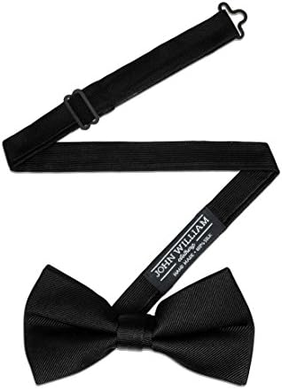 100% Silk Mens Bowtie Pre Tied Bow Ties for Men Tuxedo Bow Tie by John William - Black