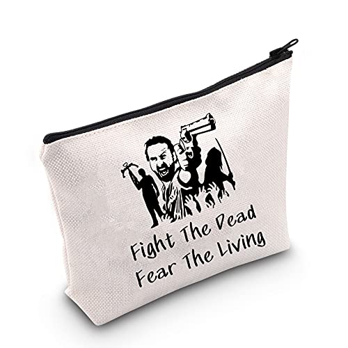 MEIKIUP The Walking Dead Inspired Gift TWD Negan Zombie Makeup Bag Walking Dead Fandom Gift Fight The Dead Fear The Living Travel Zipper Cosmetic Bag (Fight The Dead bag)