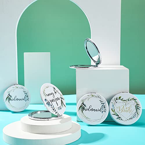 8 Pack Bridesmaid Gifts Compact Mirror Bridesmaid Proposal Gifts Bridal Shower Gift Wedding Gifts Bachelorette Party Gift Floral Round Pu Leather Makeup Mirrors For Women Maid Of Honor Matron Of Honor #TOP3