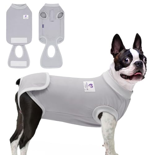 Image of cyeollo Dog Surgery Recovery Suit Soft Breathable Female Male Pet Bodysuit for Spay, Neuter, Surgical Recovery Shirt for Small Medium Large Dogs, Grey, M