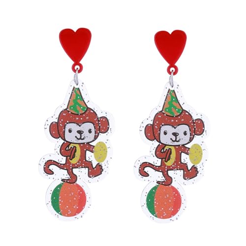 coadipress Circus Carnival Earrings for Women Funny Weird Aesthetic Acrylic Earrings Clown Monkey Elephant Tiger Earring Cartoon Cute Joker Carousel Earrings Mardi Gras Cosplay Party Jewelry Gift