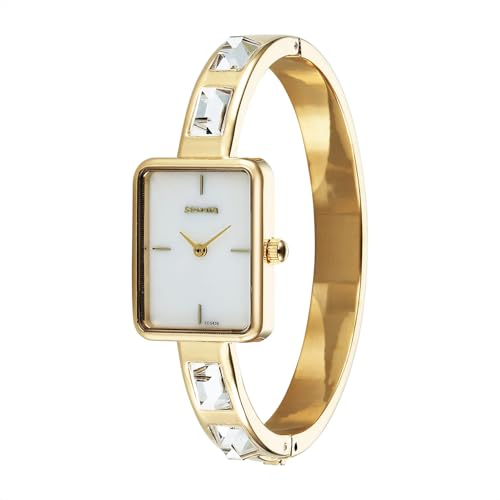 Image of Sonata Aura 2.0 Quartz White Dial Gold Stainless Steel Strap Analog Watch for Women - 87096YM01W