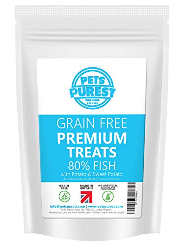 Pets Purest Graanvrije hondentraining 100% natuurlijk 800 Lekker en gezond traktatiepakket 80% verse proteïne hypoallergene traktaties voor honden en katten met gevoelige maag (Vis)