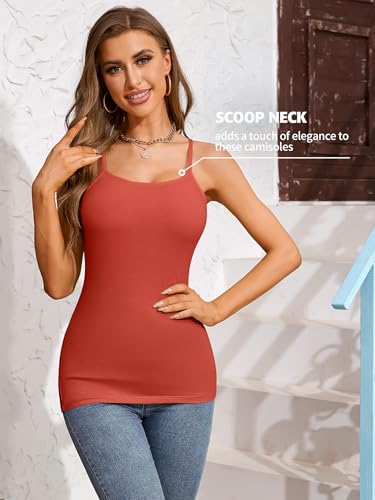 Image of ATTRACO Women 3 Pack Cotton Camisoles with Shelf Bra Adjustable Spaghetti Strap Tank Tops