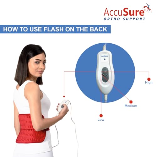 Image of AccuSure T001 Electric Heating Pad (30x25 cm) for Men & Women | Compact Size | Muscle Relaxation, Menstrual Pain, Cramps, Backache & Stress Relief | Soft Fabric | Fast Warm-Up | Temperature Control