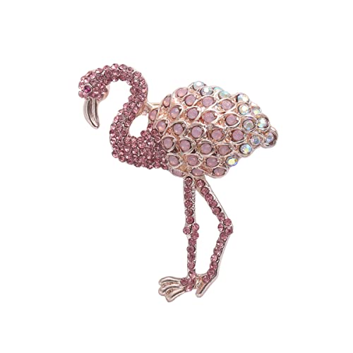 Exquisite Flamingo Bird Lapel Brooch Pin Rhinestone Austrian Crystal Animal Pins Clip Shawl Dress Suit Jackets Sweater Scarves Backpacks Brooches Pins Gorgeous Jewelry Gifts for Women Girls Clothes Accessories