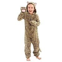 AUYAO Kids Animal Leopard Onesie Cat Costumes for Girls Boys Pyjamas Sleepsuit Outfit Jumpsuit Halloween World Book Day Christmas Fancy Dress Up