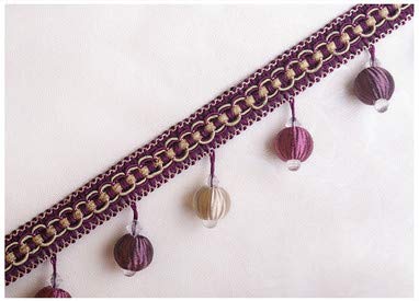 Frędzle Tassel, aplikacja na zasłony, 12 jardów koralikowy wisiorek wiszący kula domowa zasłona Sofa koronkowa lamówka(Deep Purple)